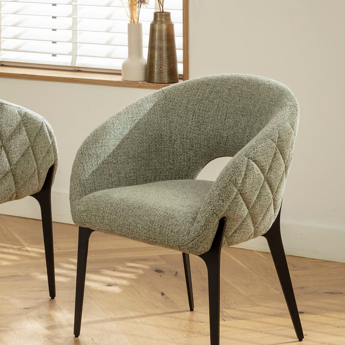 Chaise de salle à manger Piper ultra-moderne en tissu vert