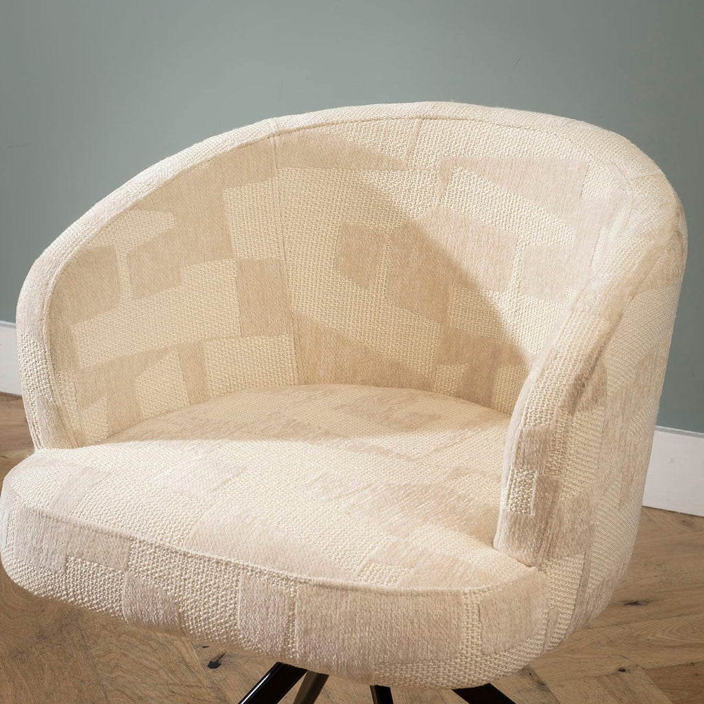 Chaise de salle à manger pivotante moderne Lyla et tissu à motifs crème