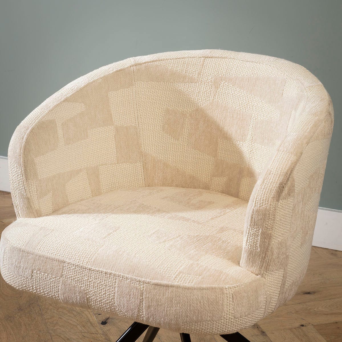 Chaise de salle à manger pivotante moderne Lyla et tissu à motifs crème