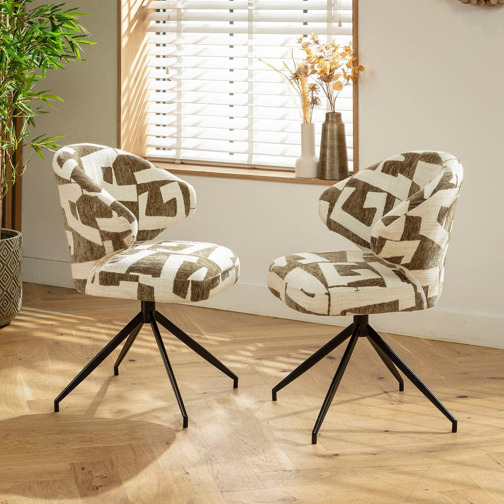 Ensemble de salle à manger rond moderne 6 places Enzo &amp; Phoenix, vert et noyer