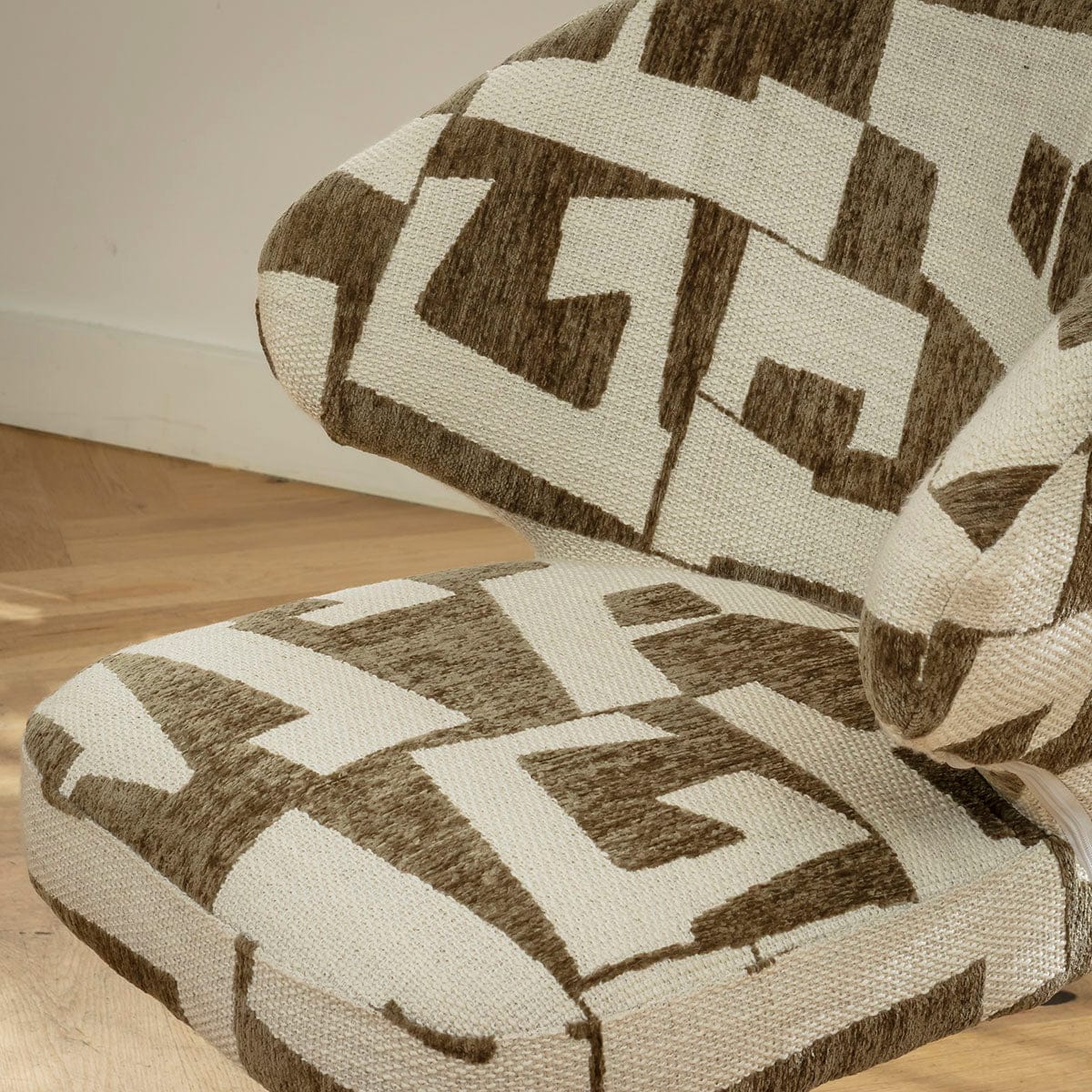 Chaise de salle à manger pivotante moderne Enzo en tissu blanc et vert olive