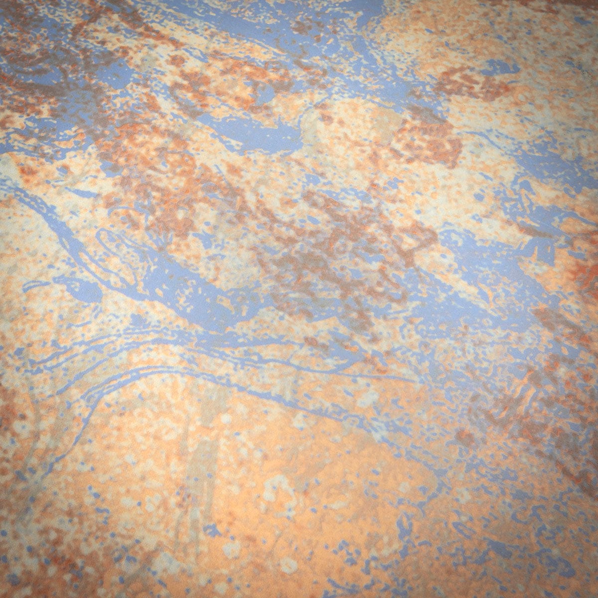 Table de salle à manger extensible Zelda, grand format, motif rustique bleu et orange, céramique, 180-260 cm