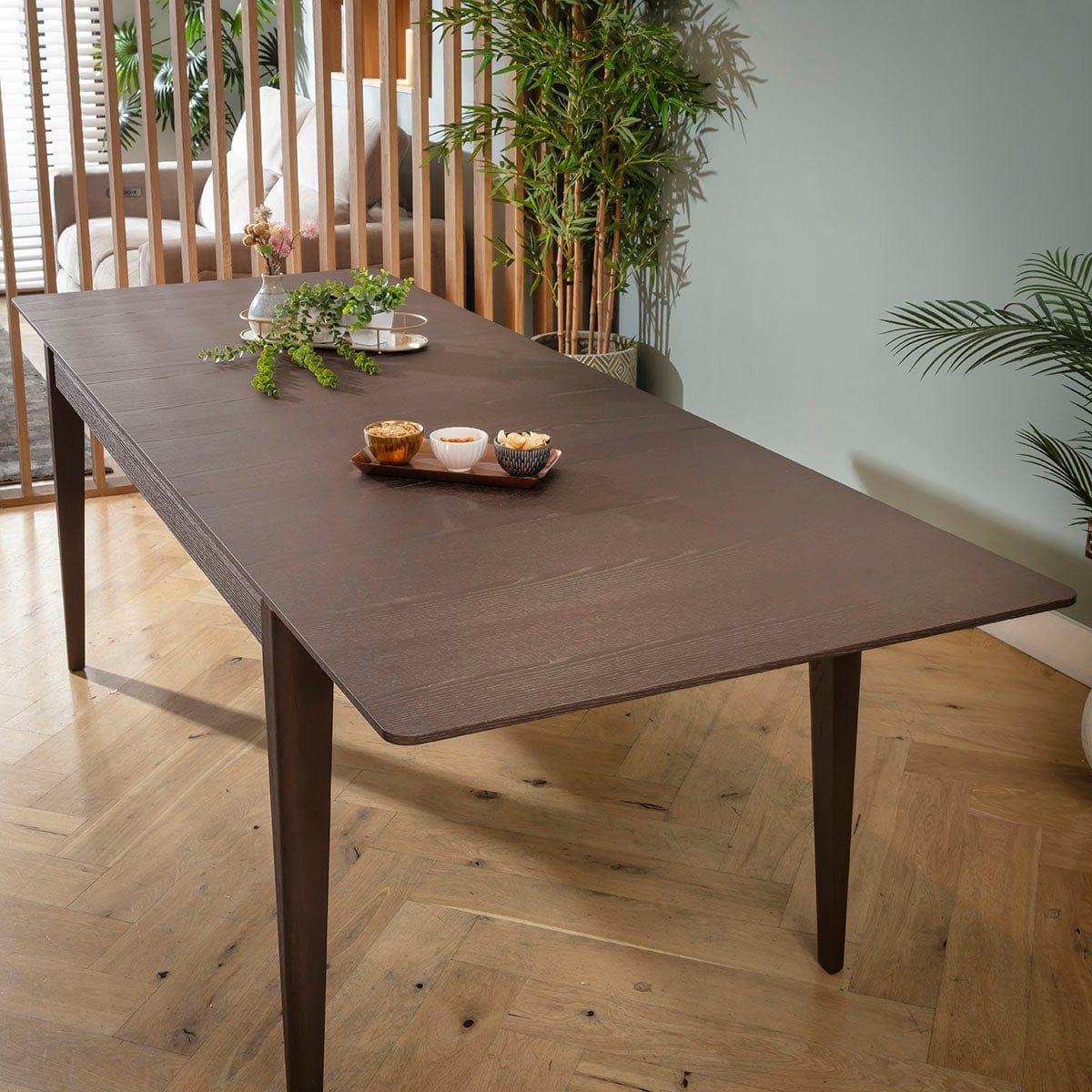 Table de salle à manger extensible Ruben en bois marron, grande taille (168-248 cm).