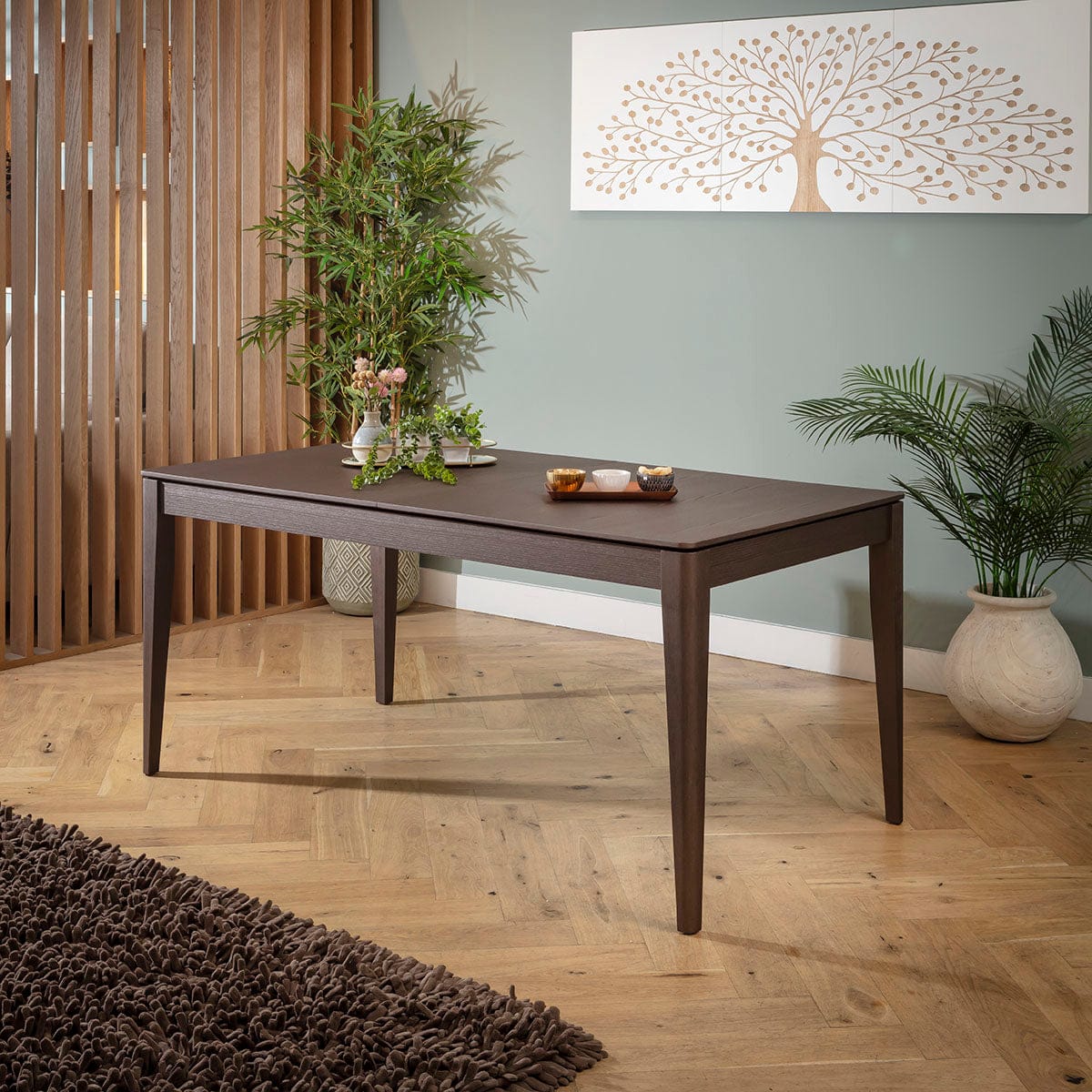 Table de salle à manger extensible Ruben en bois marron, grande taille (168-248 cm).