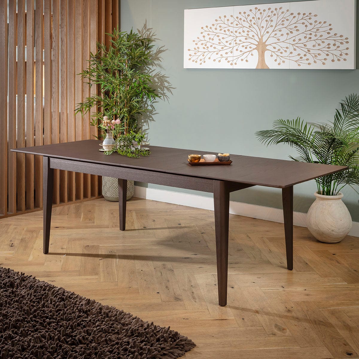 Table de salle à manger extensible Ruben en bois marron, grande taille (168-248 cm).