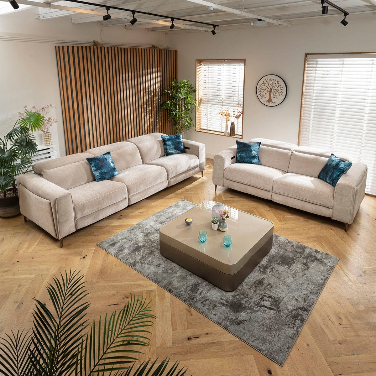 Ensemble canapé inclinable moderne Florance 3 et 2 places, gris mastic