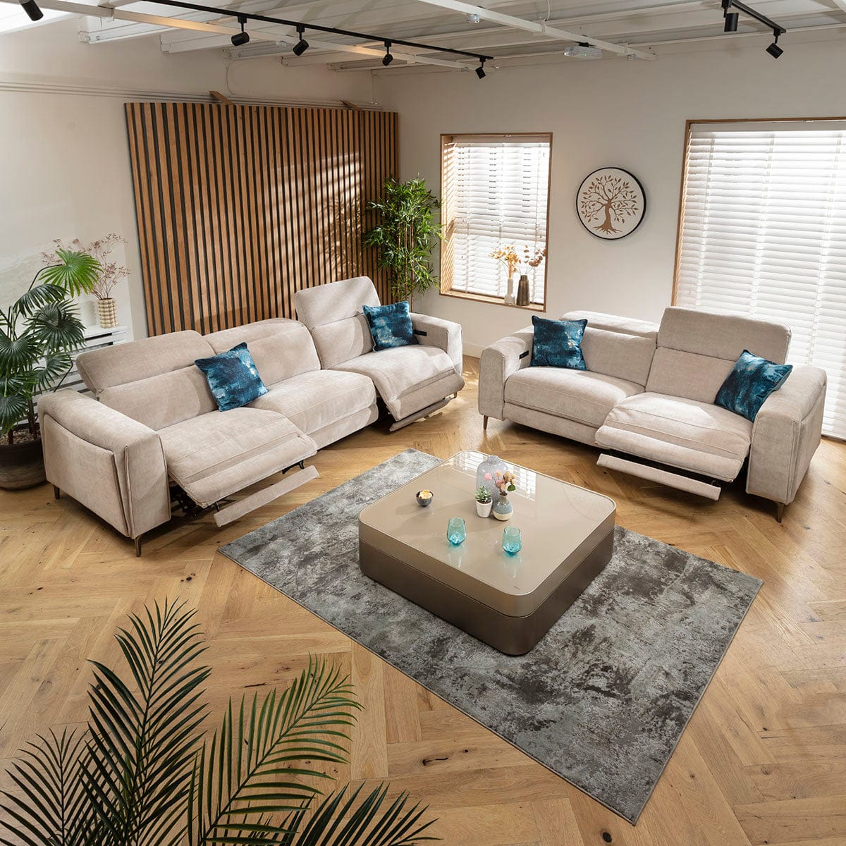 Ensemble canapé inclinable moderne Florance 3 et 2 places, gris mastic 1+2S