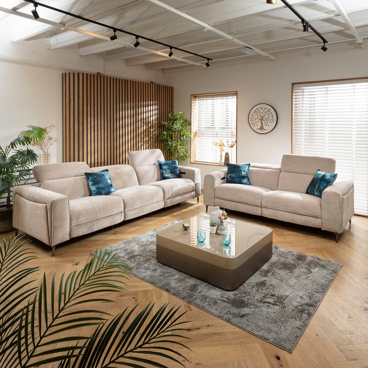 Ensemble canapé inclinable moderne Florance 3 et 2 places, gris mastic 1+2S