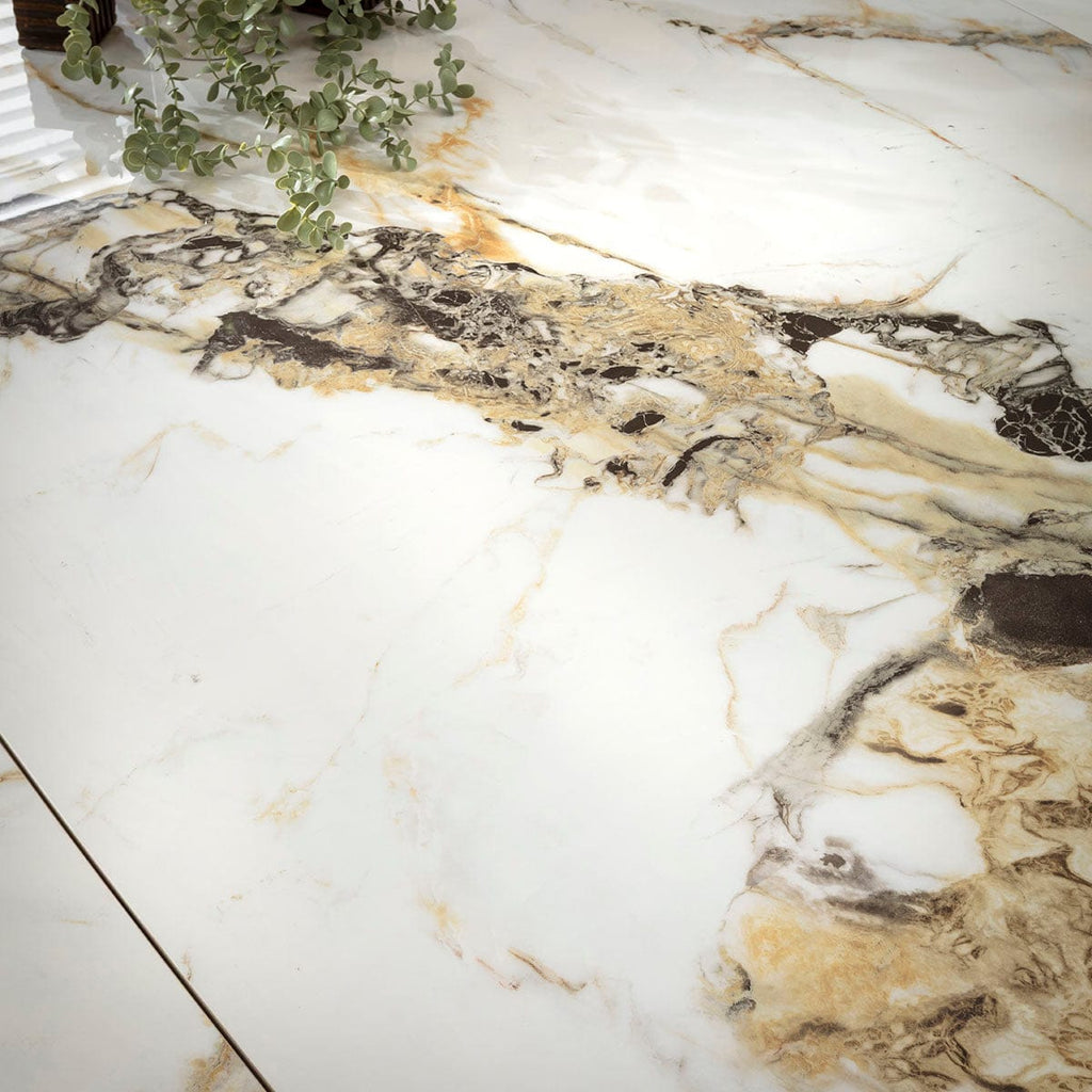 Ensemble de salle à manger rond extensible 6 places Echo &amp; Rudie en céramique blanche