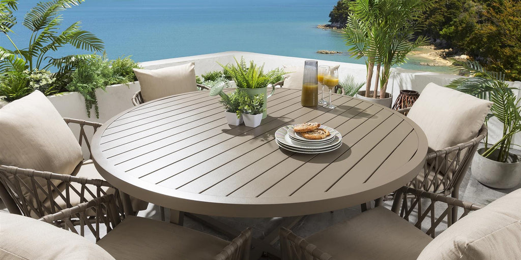 Ensemble de salle à manger rond 6 places Verity - Beige