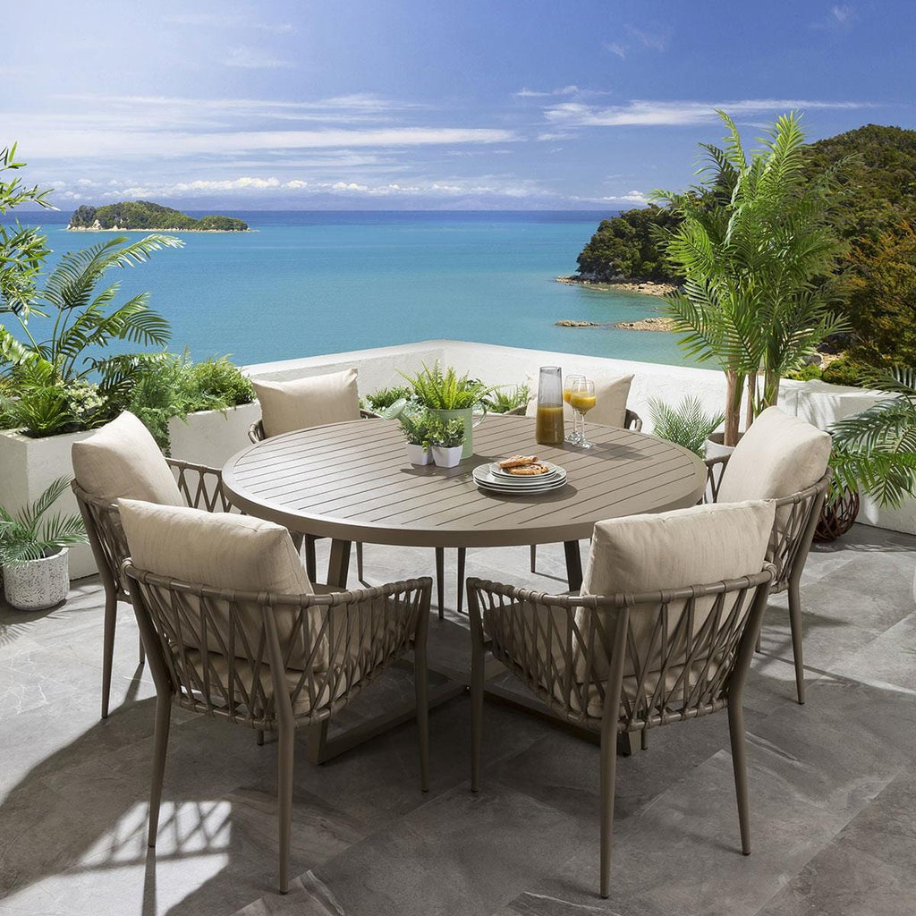 Ensemble de salle à manger rond 6 places Verity - Beige