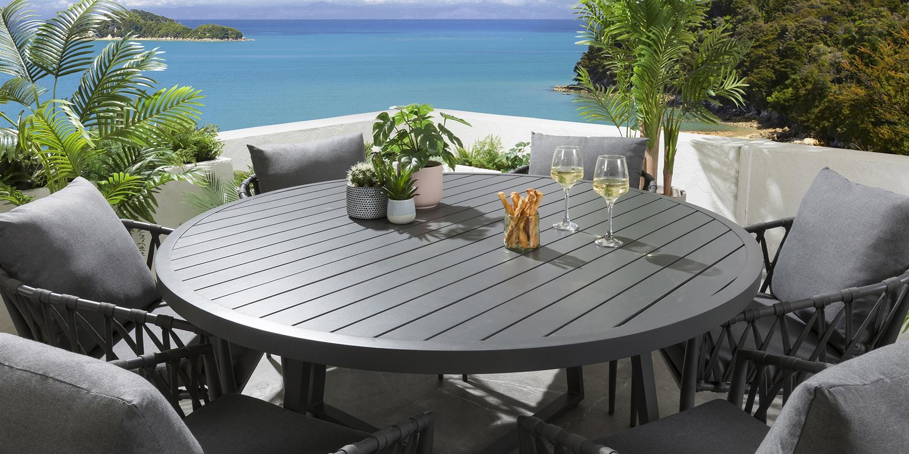 Ensemble de salle à manger rond 6 places Verity - Gris