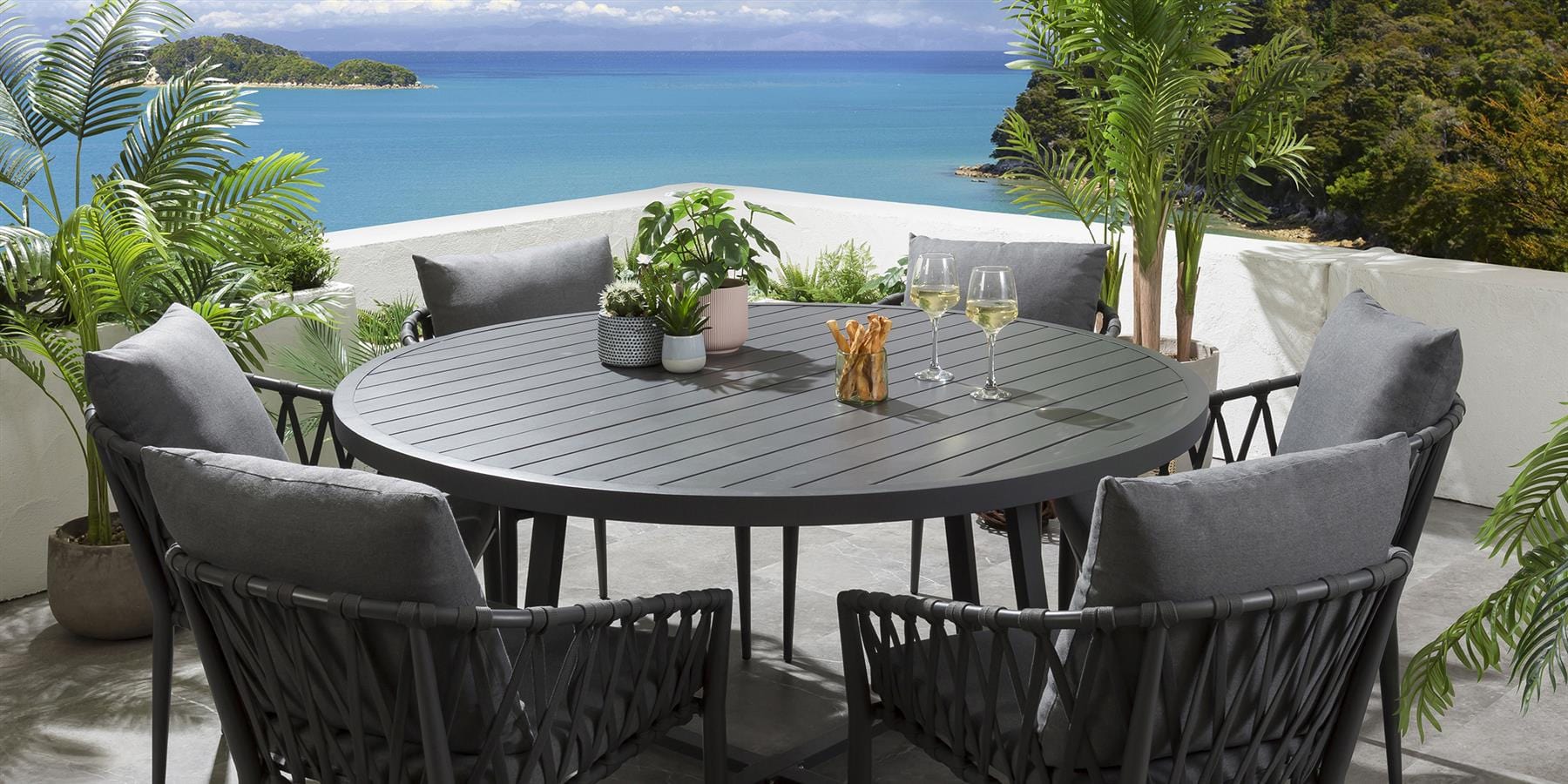 Ensemble de salle à manger rond 6 places Verity - Gris