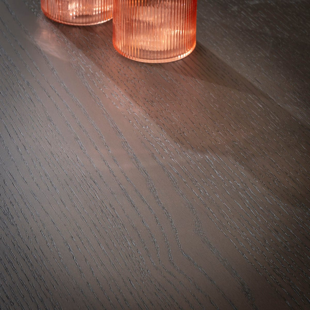 Table de salle à manger ronde moderne Pluto en bois, chêne gris délavé, 115 cm