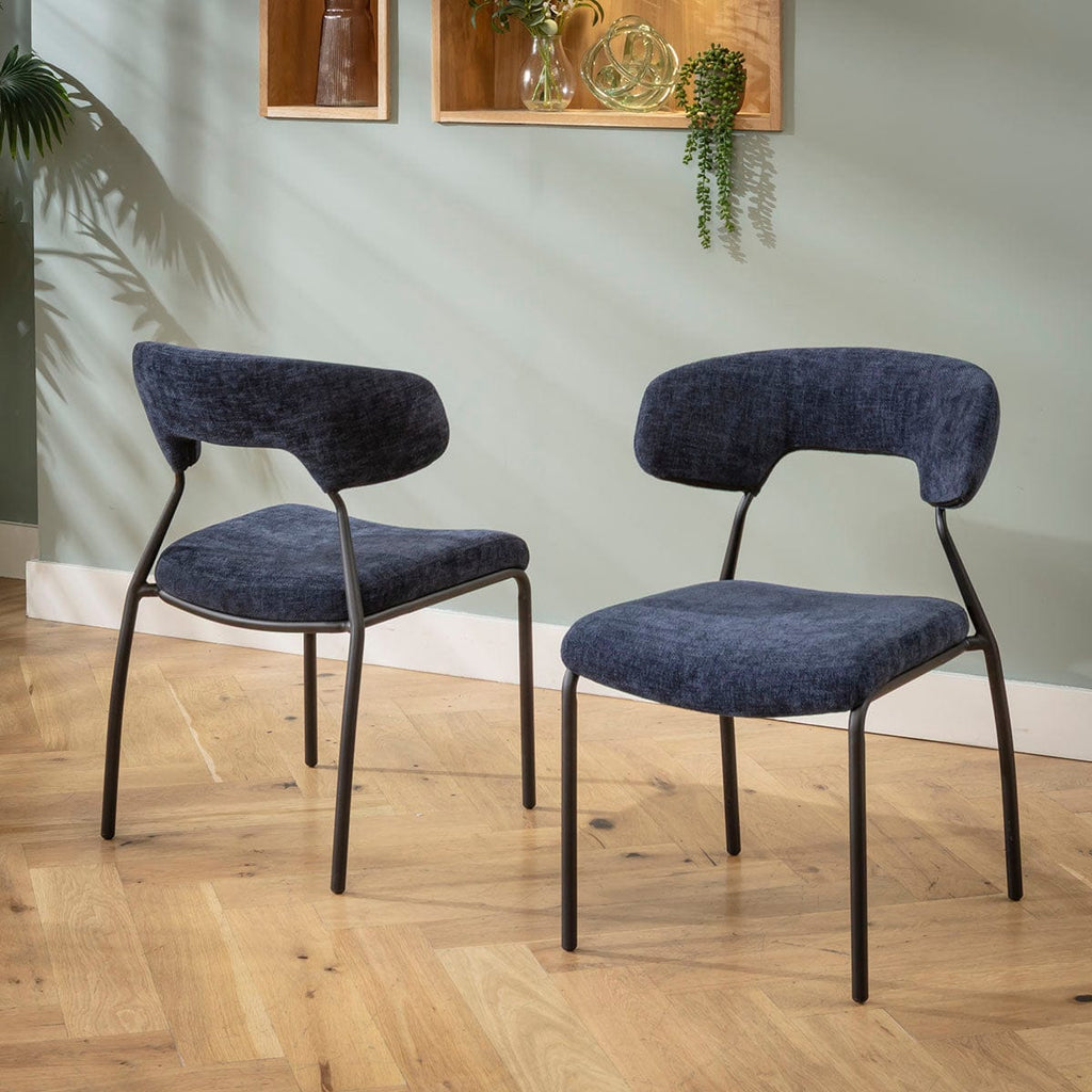 Chaise de salle à manger Oscar Modern Scandi en tissu bleu