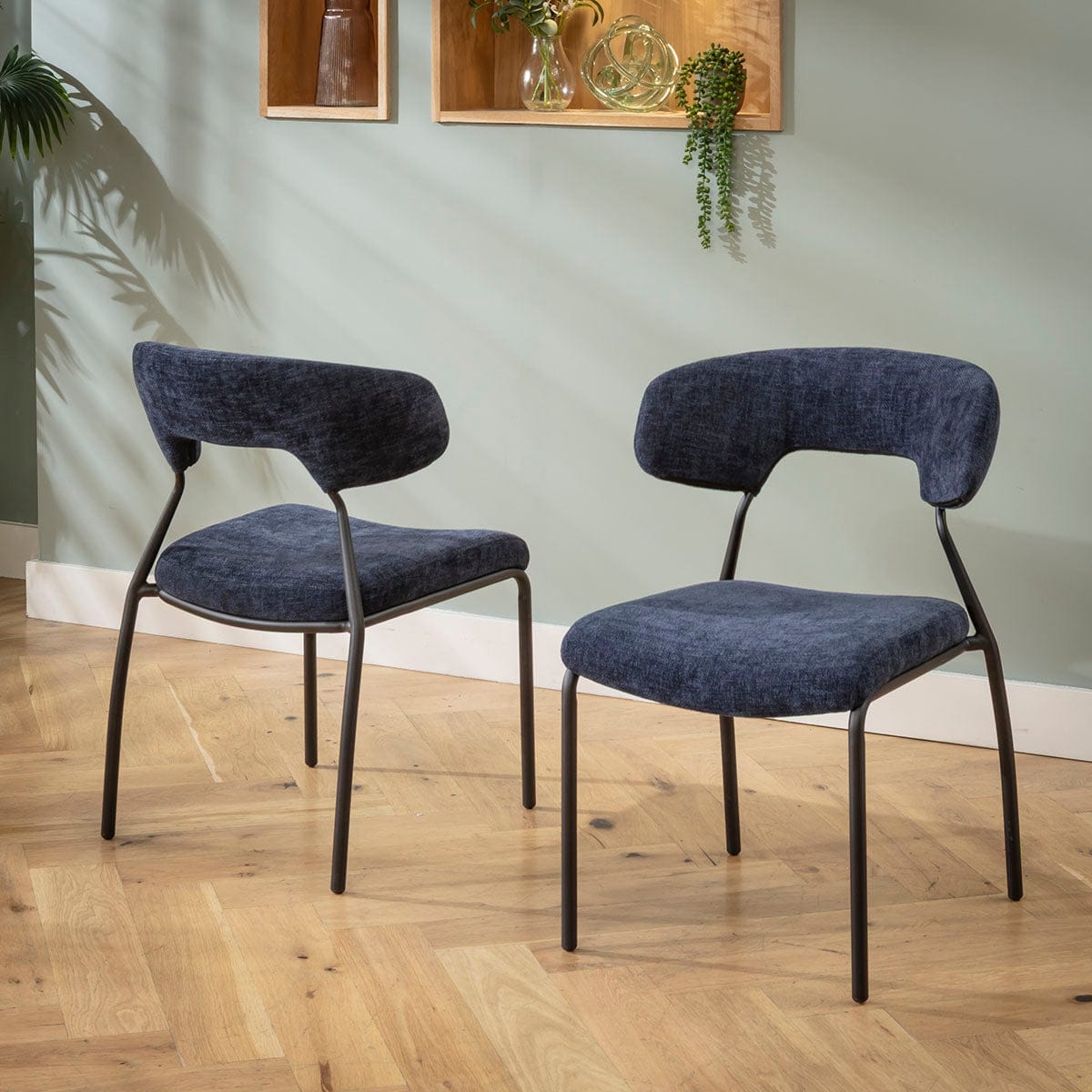 Chaise de salle à manger Oscar Modern Scandi en tissu bleu