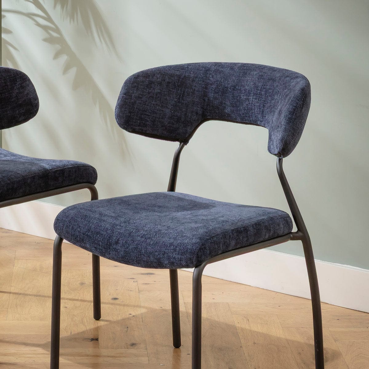 Chaise de salle à manger Oscar Modern Scandi en tissu bleu