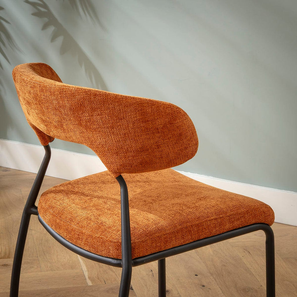 Ensemble de salle à manger rond extensible 6 places Oscar &amp; Venus, céramique orange brûlé et noire