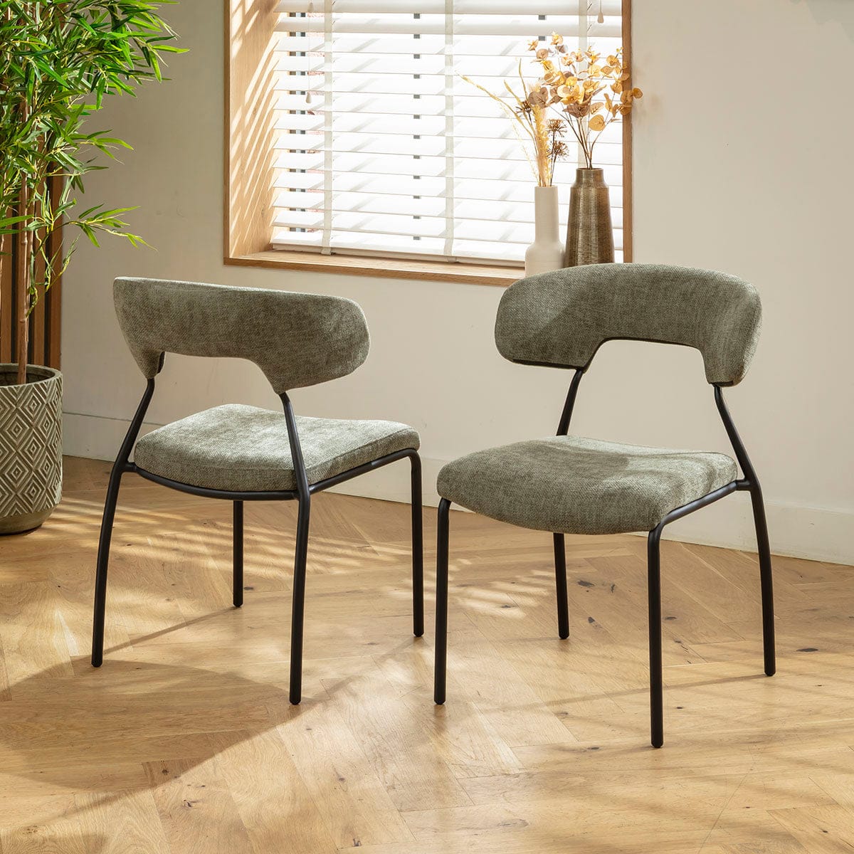 Ensemble de salle à manger rond extensible 6 places Oscar &amp; Venus en céramique verte et grise