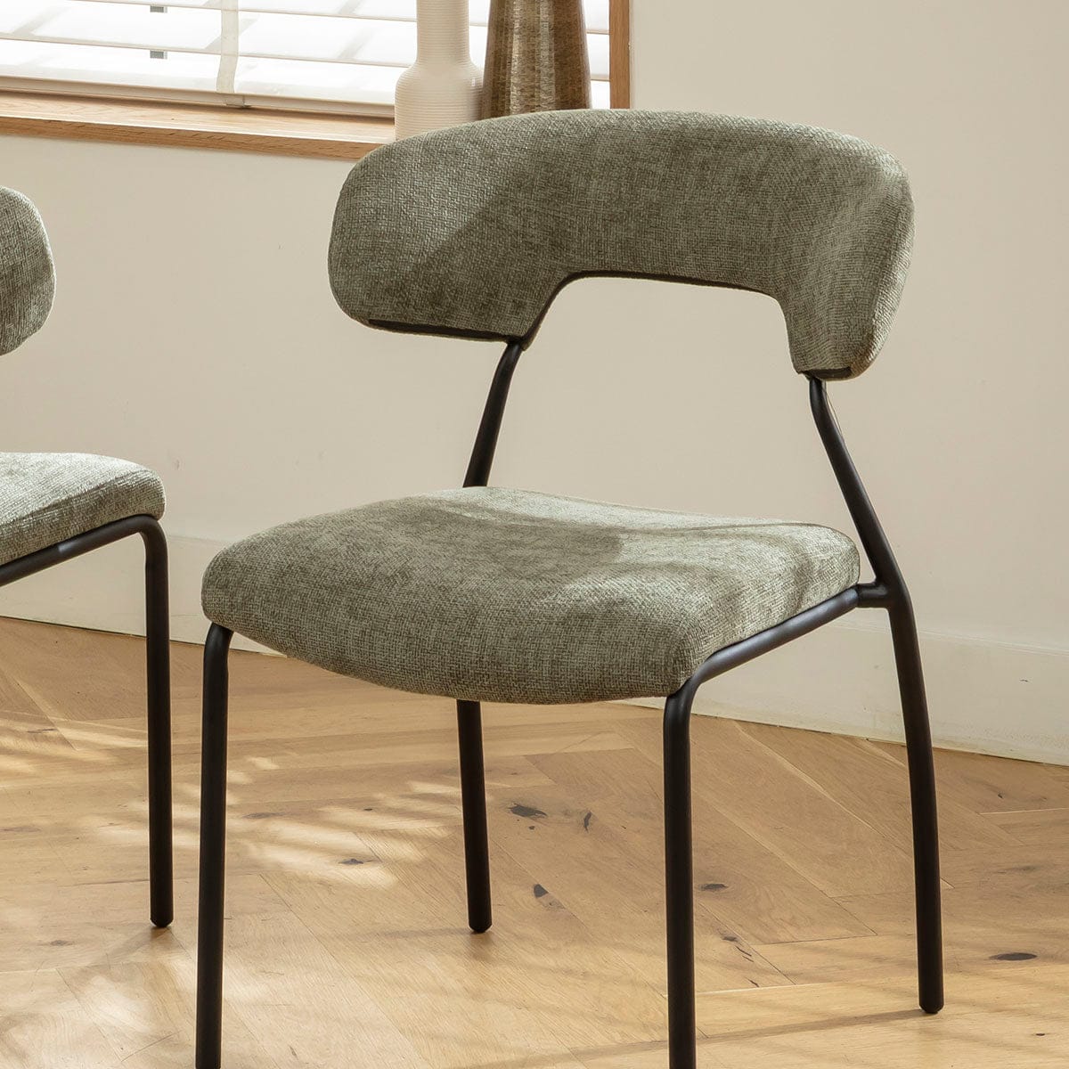 Ensemble de salle à manger rond extensible 4 places Oscar &amp; Venus en céramique verte et noire