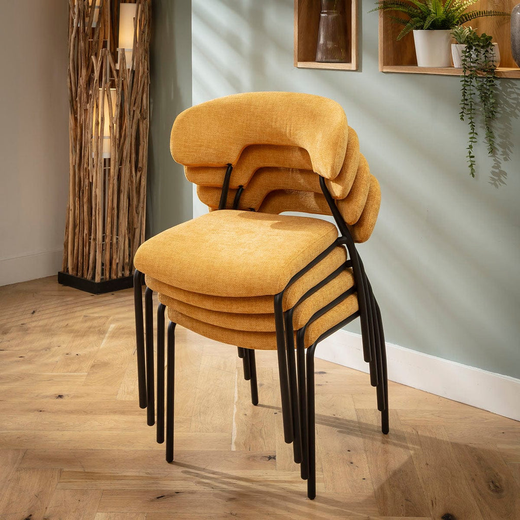 Ensemble de salle à manger extensible 6 places Oscar &amp; Cain, en céramique jaune doré et blanche