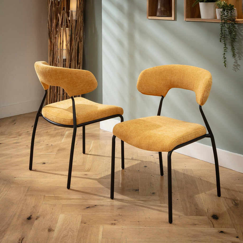 Ensemble de salle à manger extensible 6 places Oscar &amp; Cain, en céramique jaune doré et blanche