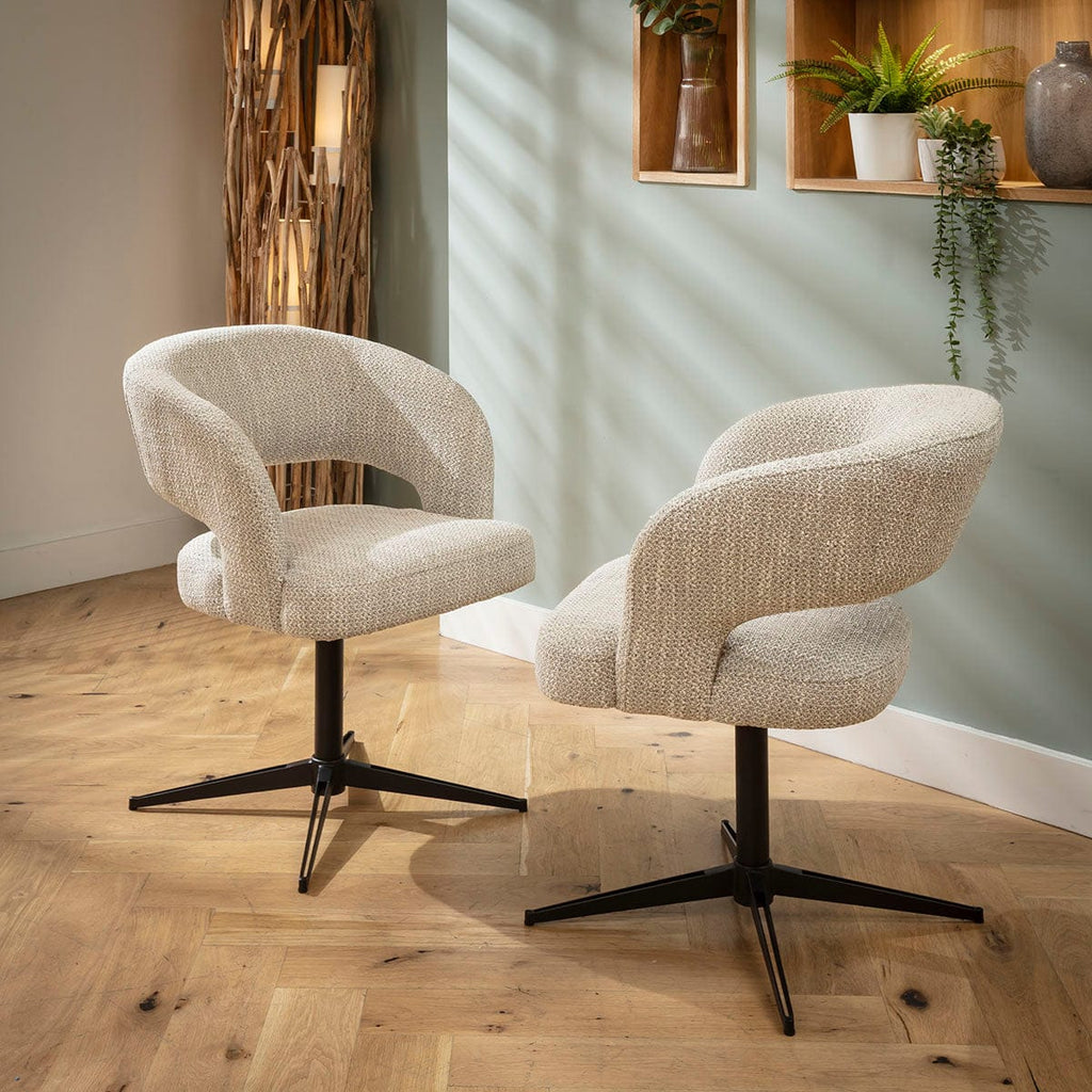 Chaise de salle à manger pivotante moderne Aubrey en tissu gris naturel