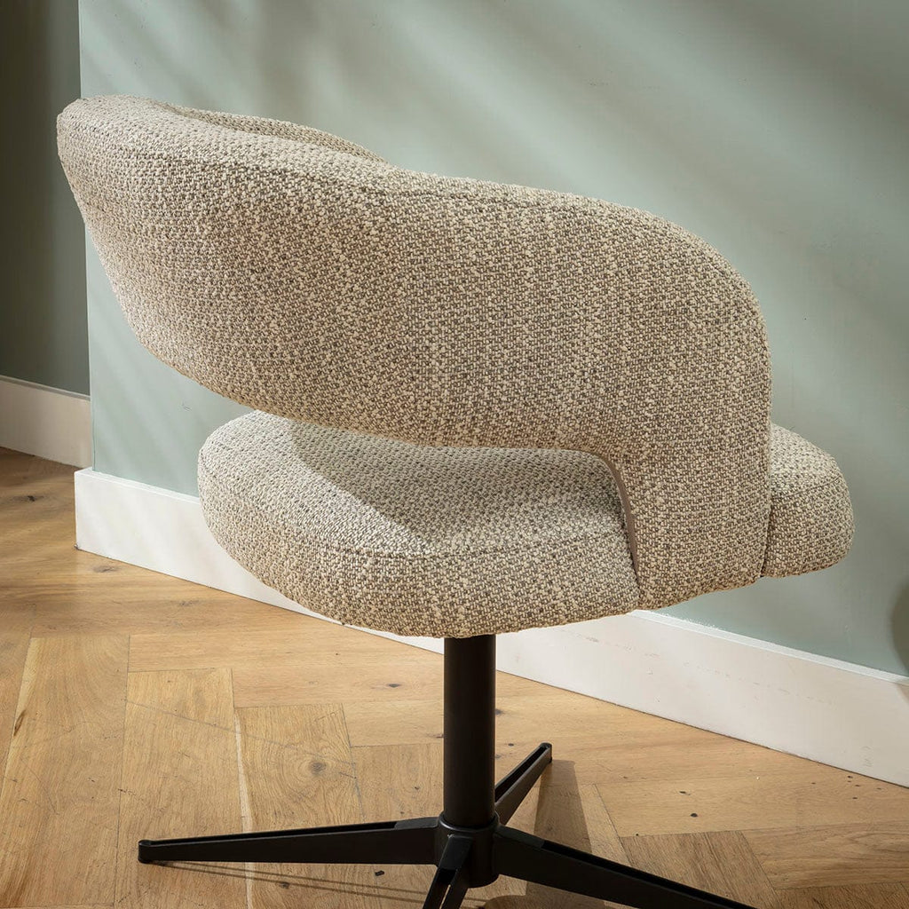 4 chaises de salle à manger pivotantes modernes Aubrey en tissu gris naturel