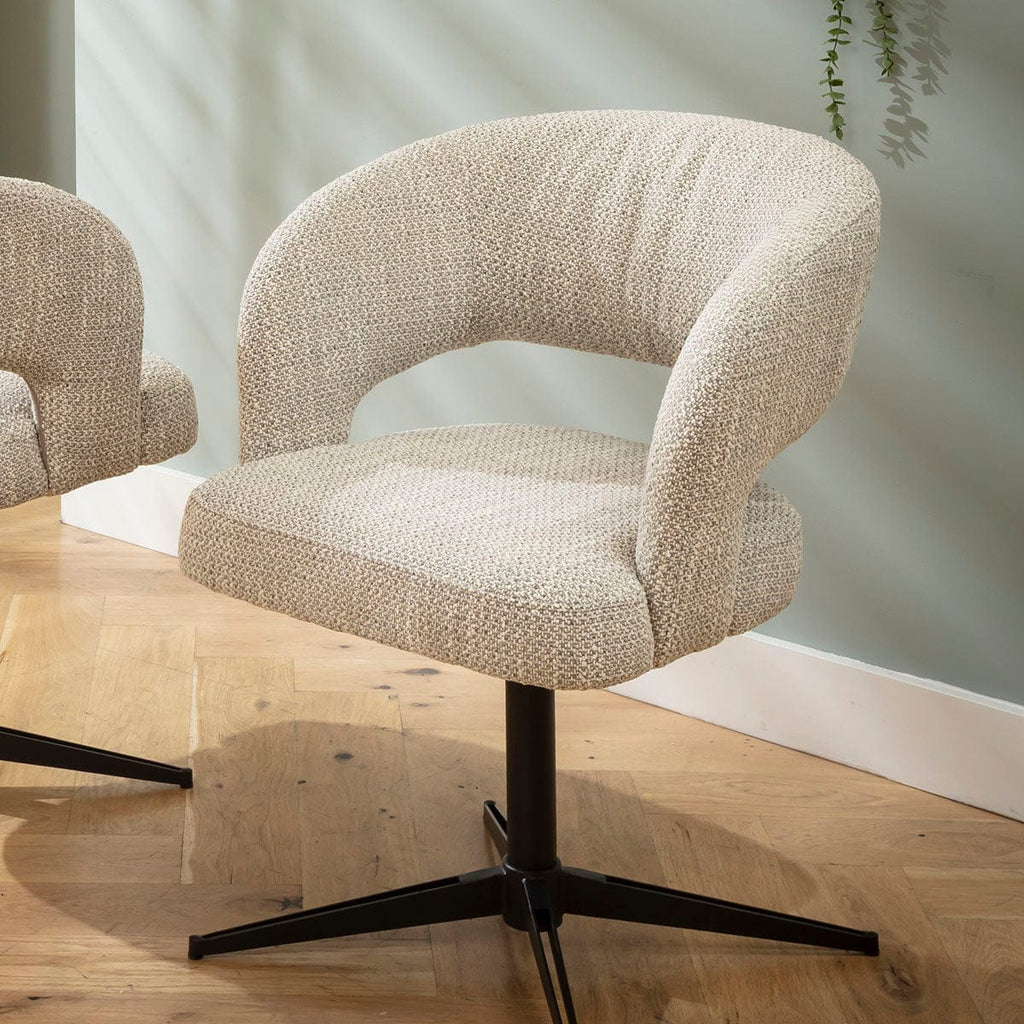 Chaise de salle à manger pivotante moderne Aubrey en tissu gris naturel