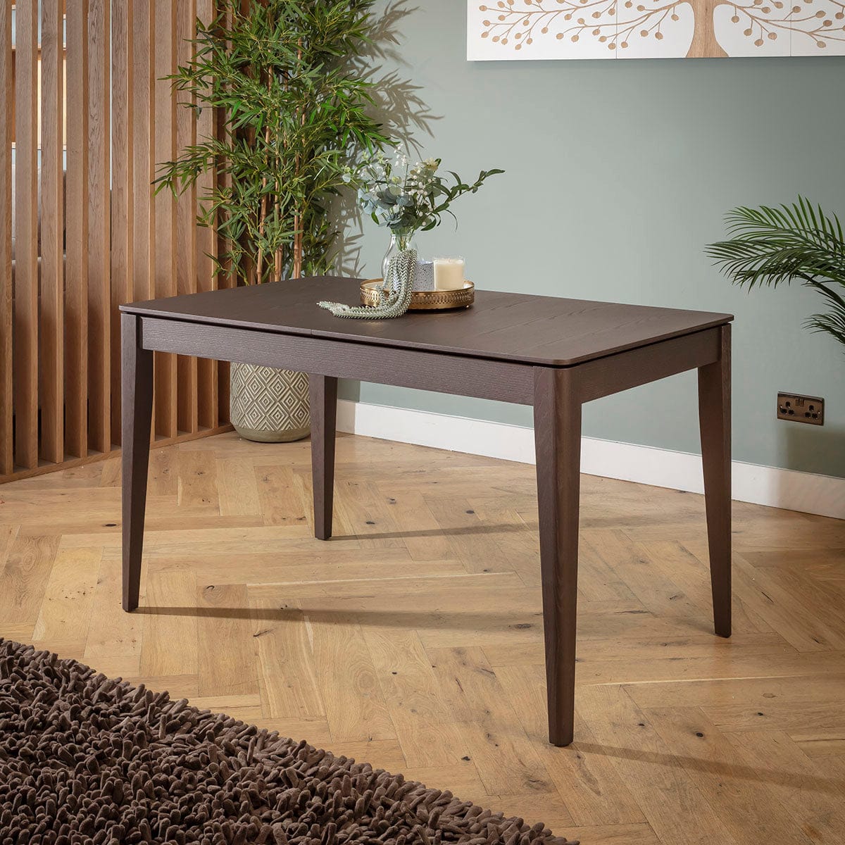 Table de salle à manger extensible compacte Ruben en bois marron 130-168 cm