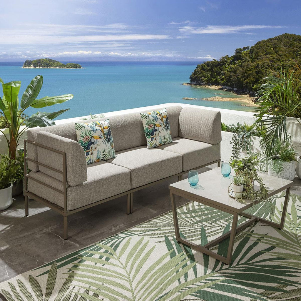 Ensemble de canapé de jardin modulaire Alfie, couleur crème latte, 216 x 72 cm, S4