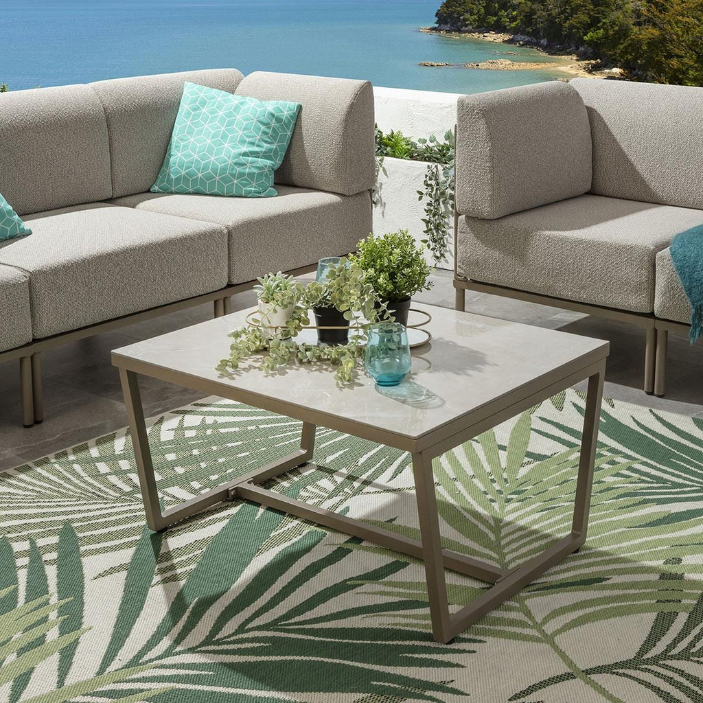 Ensemble de canapé de jardin modulaire Alfie, couleur crème latte, 216 x 72 cm, S4