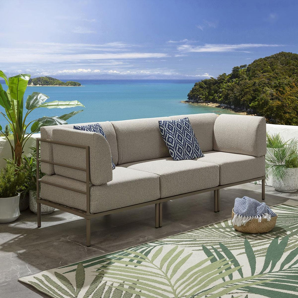 Ensemble de canapé de jardin modulaire Alfie, couleur crème latte, 216 x 72 cm, S3