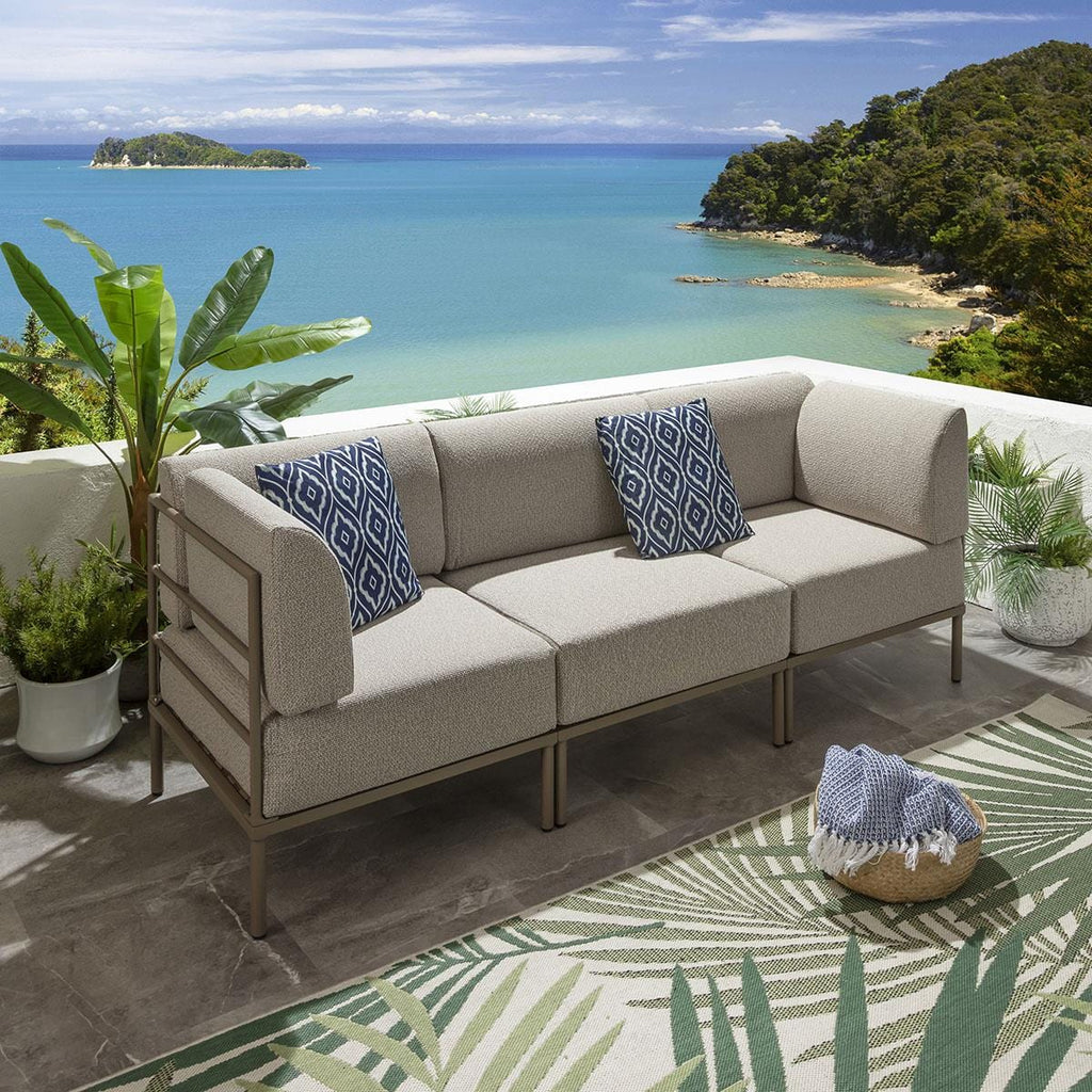 Ensemble de canapé de jardin modulaire Alfie, couleur crème latte, 216 x 72 cm, S3