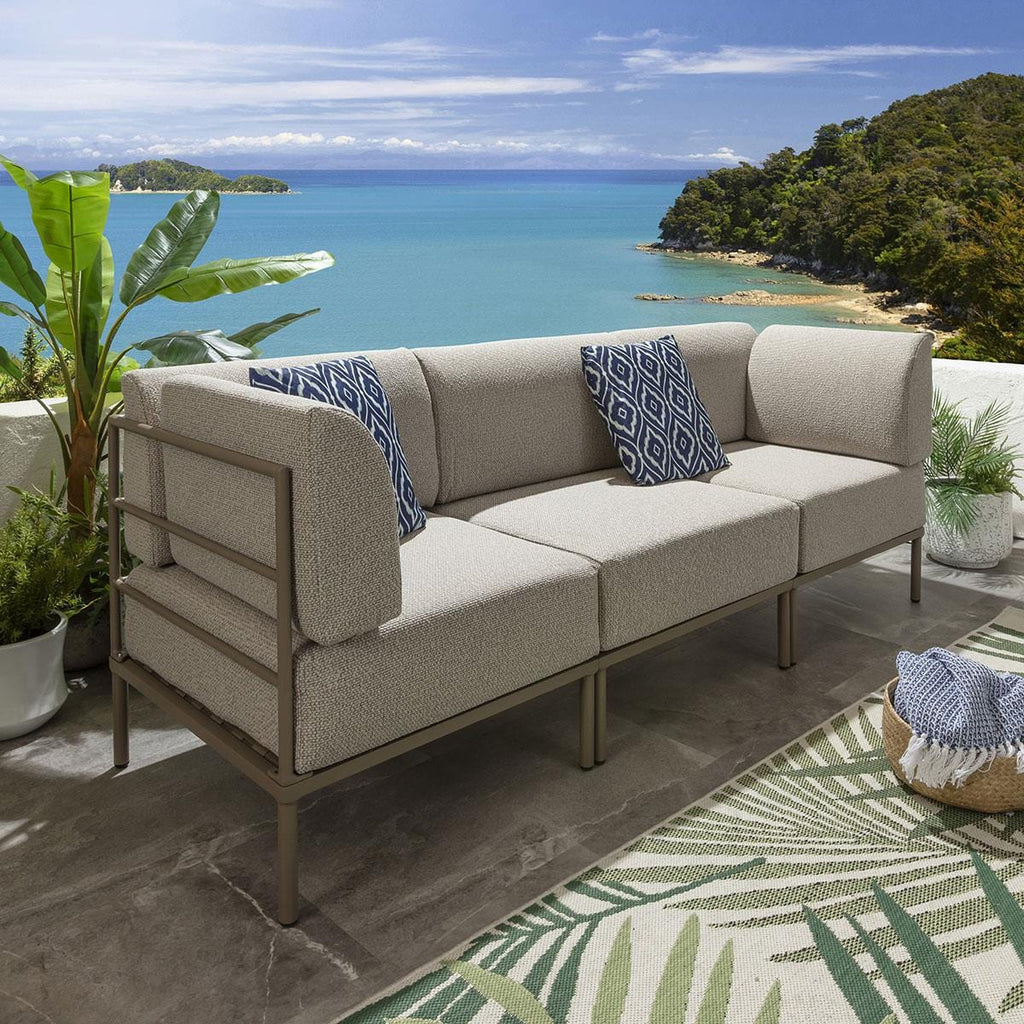 Ensemble de canapé de jardin modulaire Alfie, couleur crème latte, 216 x 72 cm, S3