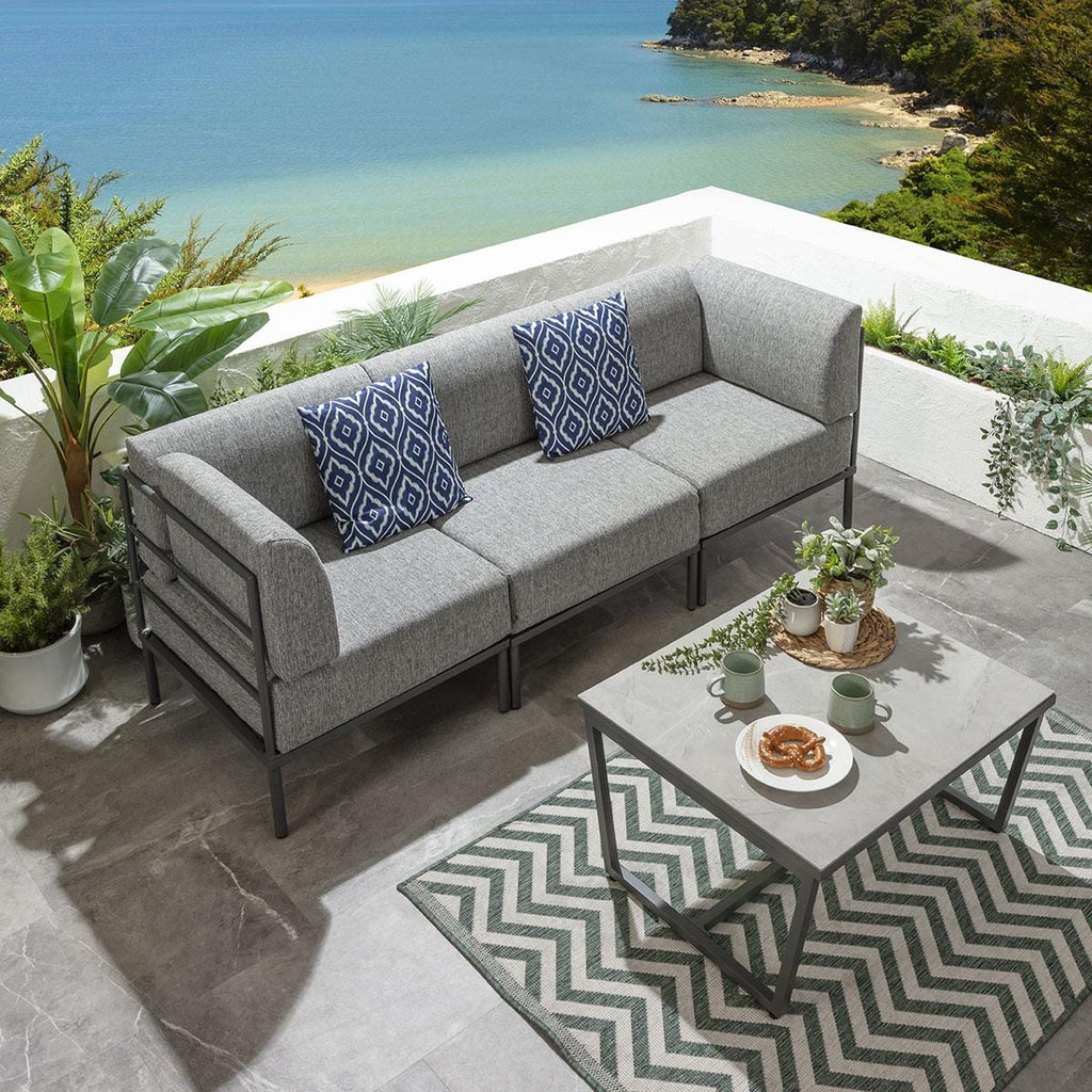 Ensemble de canapé de jardin modulaire Alfie Gris fumé 216x72cm S4