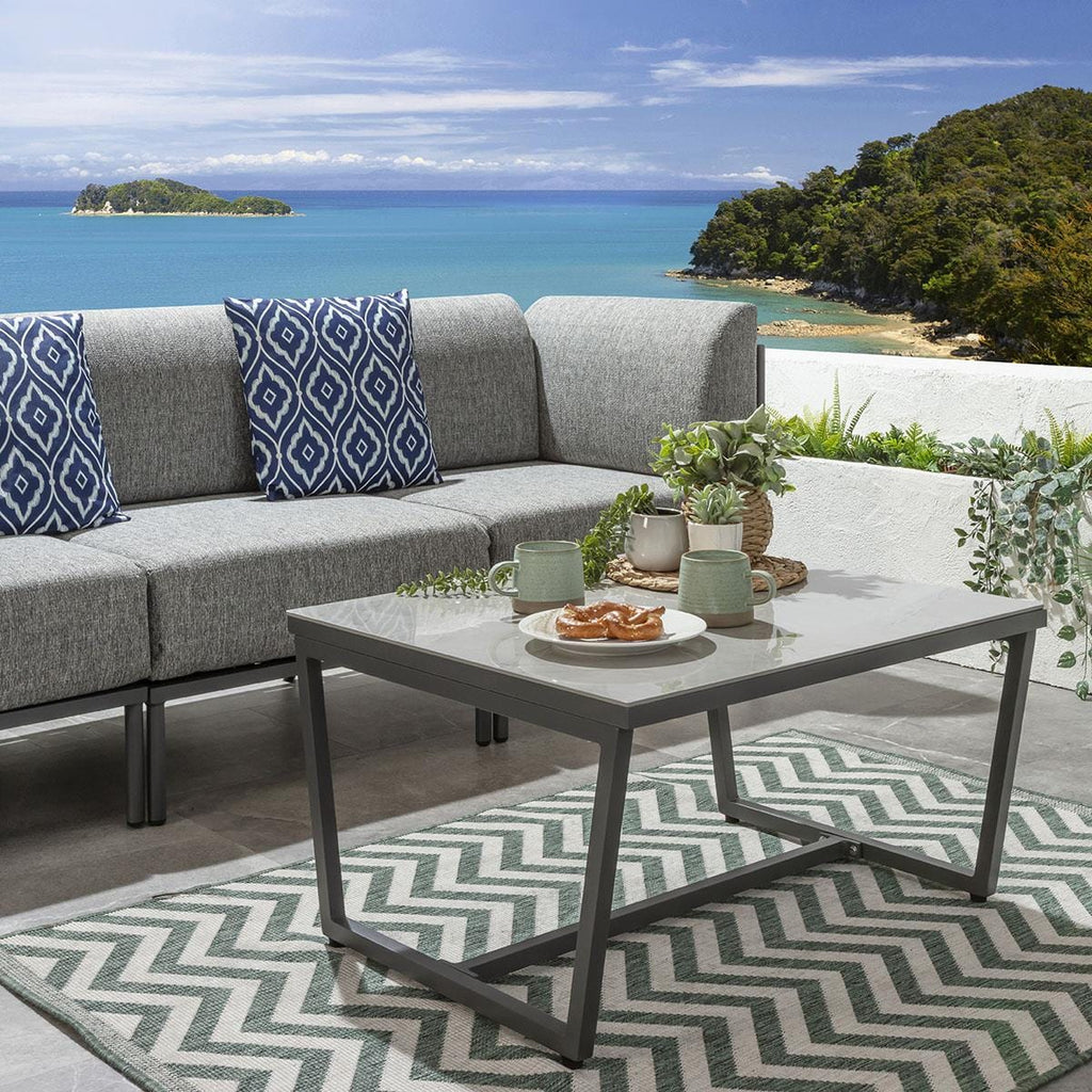 Ensemble de canapé de jardin modulaire Alfie Gris fumé 216x72cm S4