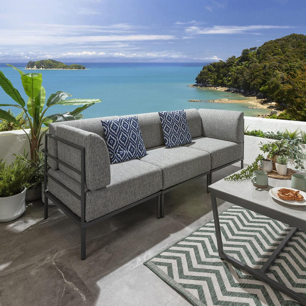 Ensemble de canapé de jardin modulaire Alfie Gris fumé 216x72cm S4