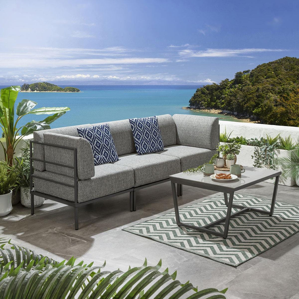 Ensemble de canapé de jardin modulaire Alfie Gris fumé 216x72cm S4