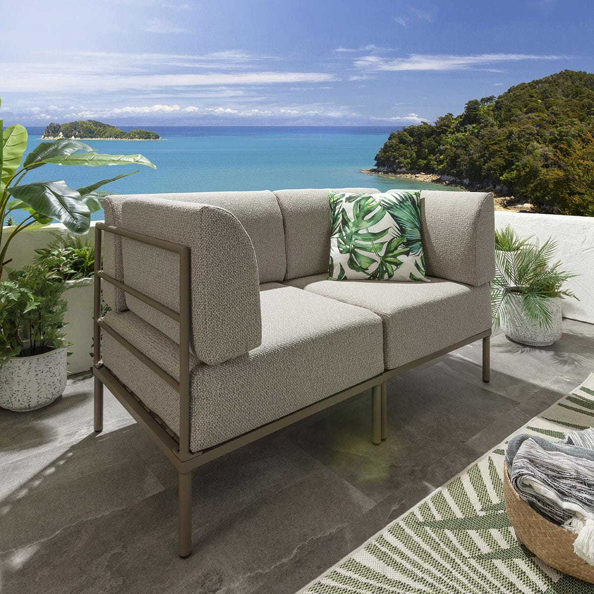 Ensemble de canapé de jardin modulaire Alfie, couleur crème latte, 144 x 72 cm, S2