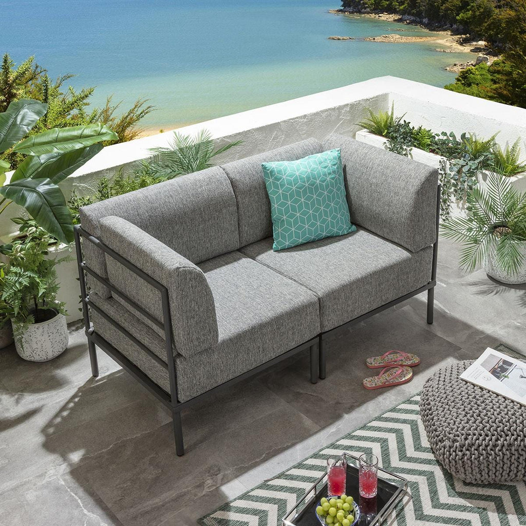 Ensemble de canapé de jardin modulaire Alfie Gris fumé 144x72cm S2