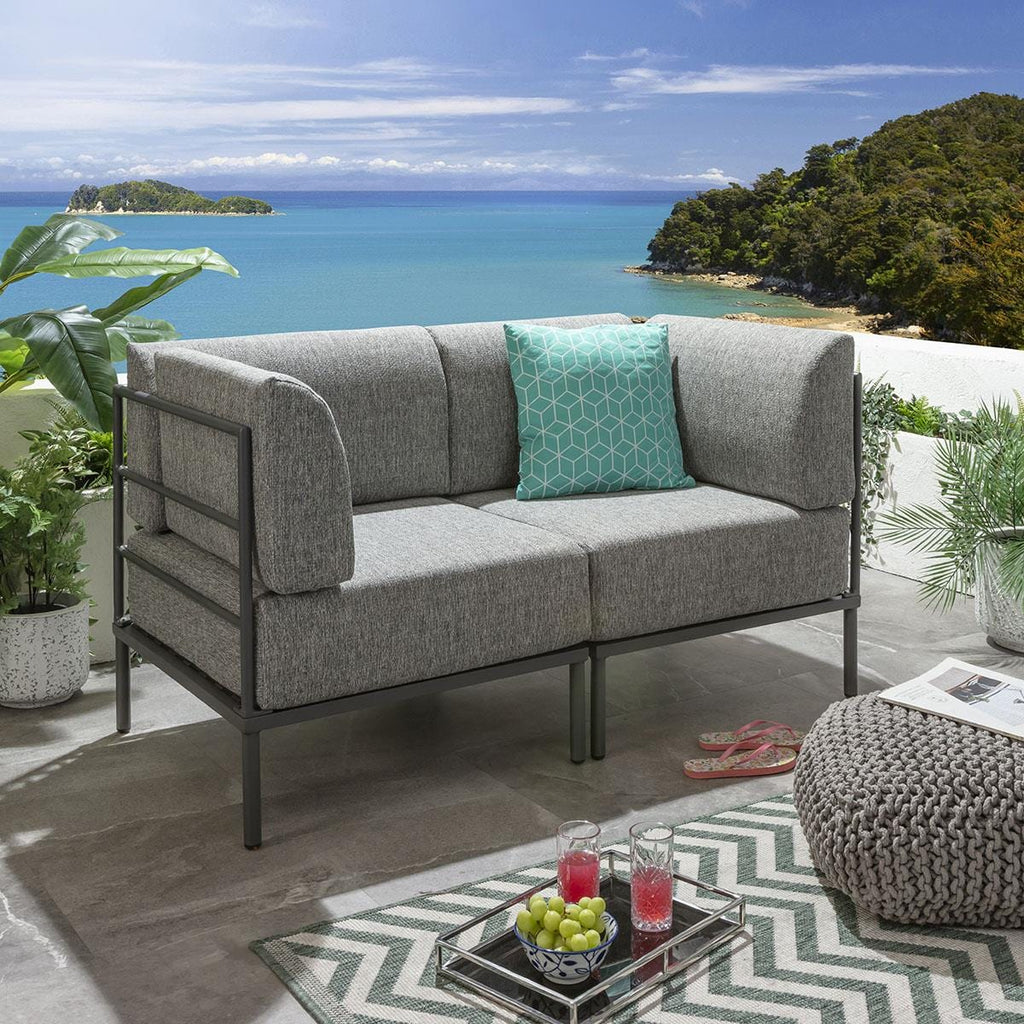 Ensemble de canapé de jardin modulaire Alfie Gris fumé 144x72cm S2