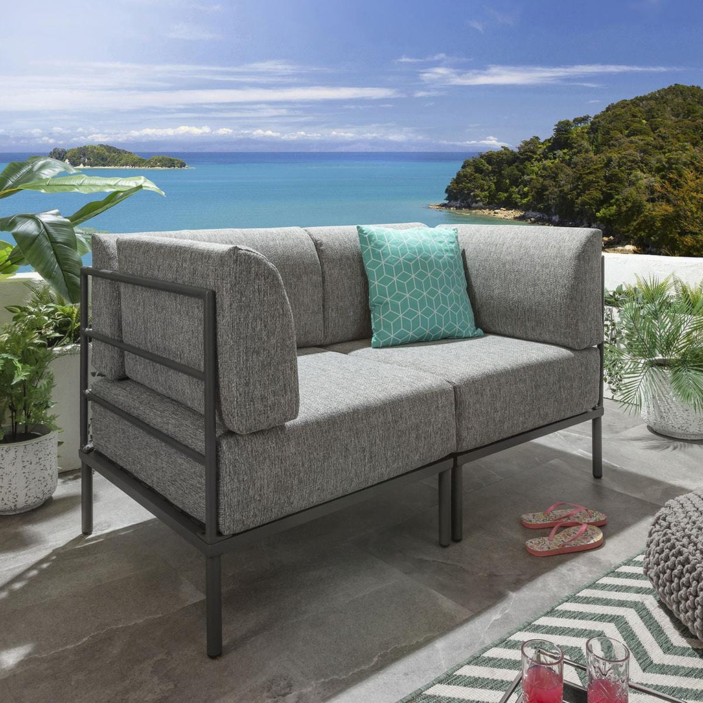 Ensemble de canapé de jardin modulaire Alfie Gris fumé 144x72cm S2