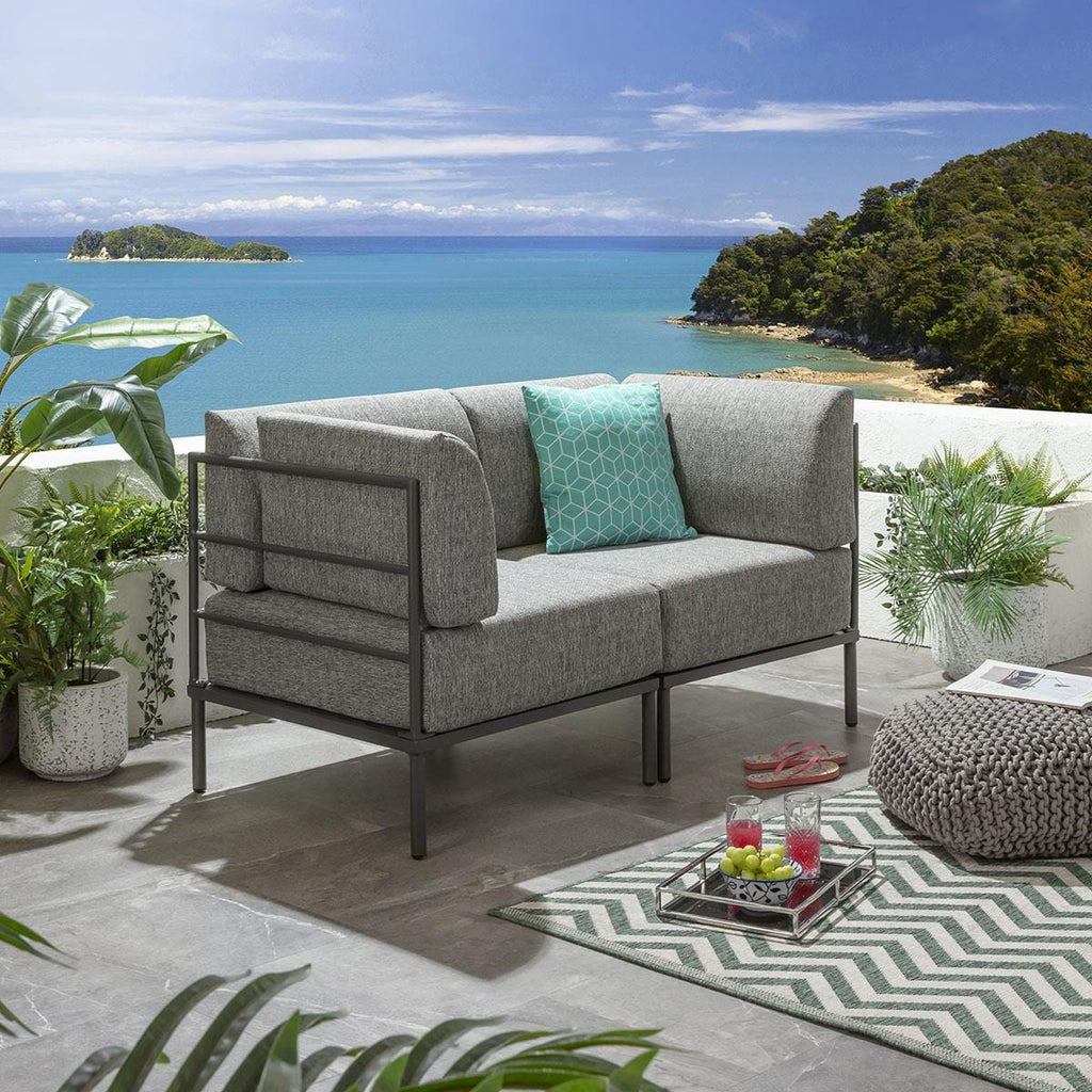 Ensemble de canapé de jardin modulaire Alfie Gris fumé 144x72cm S2