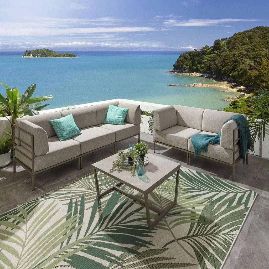 Ensemble de canapés de jardin modulaires Alfie, couleur crème latte, 144 cm et 216 cm, S2+S4