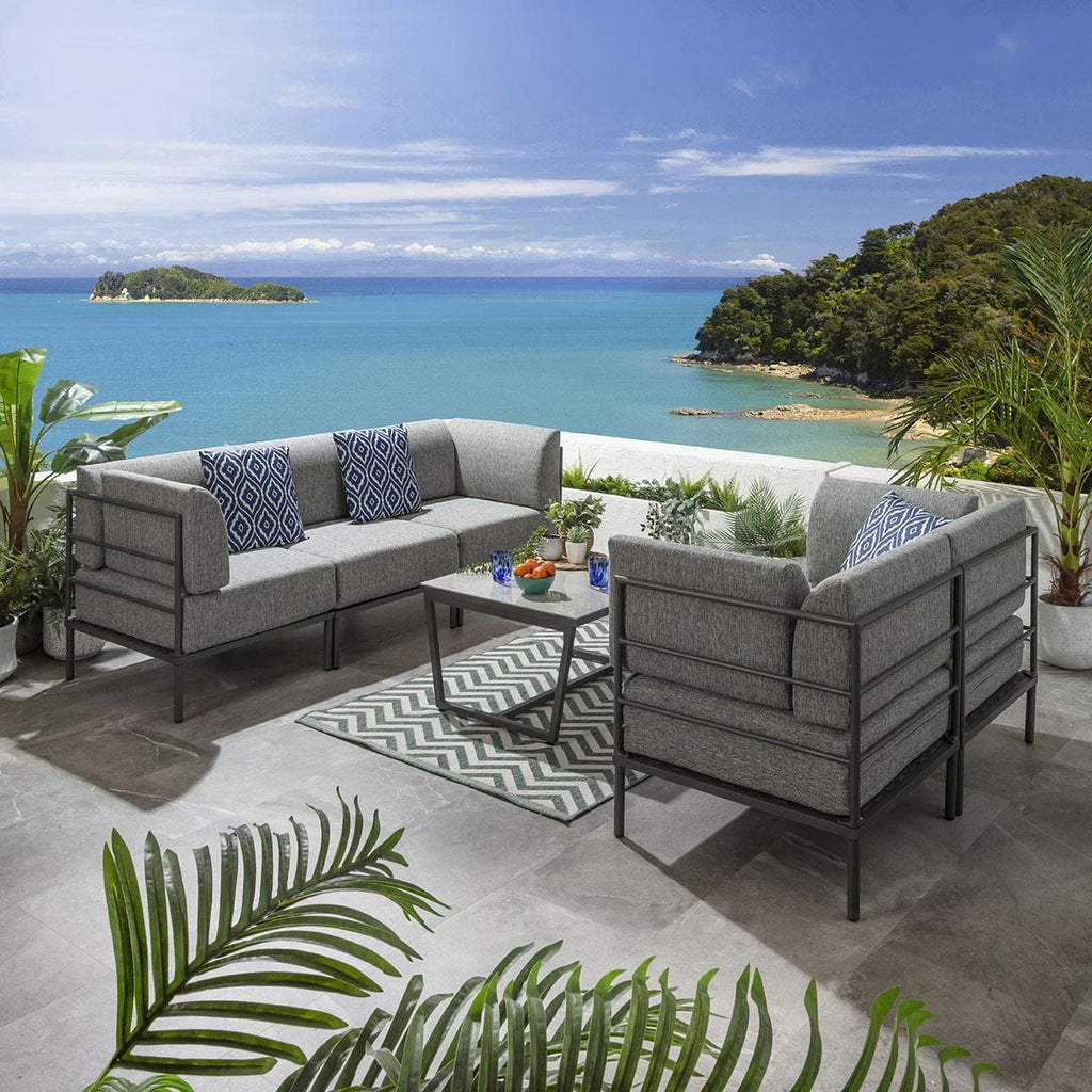 Ensemble de canapés de jardin modulaires Alfie Gris fumé 144 cm et 216 cm S2+S4