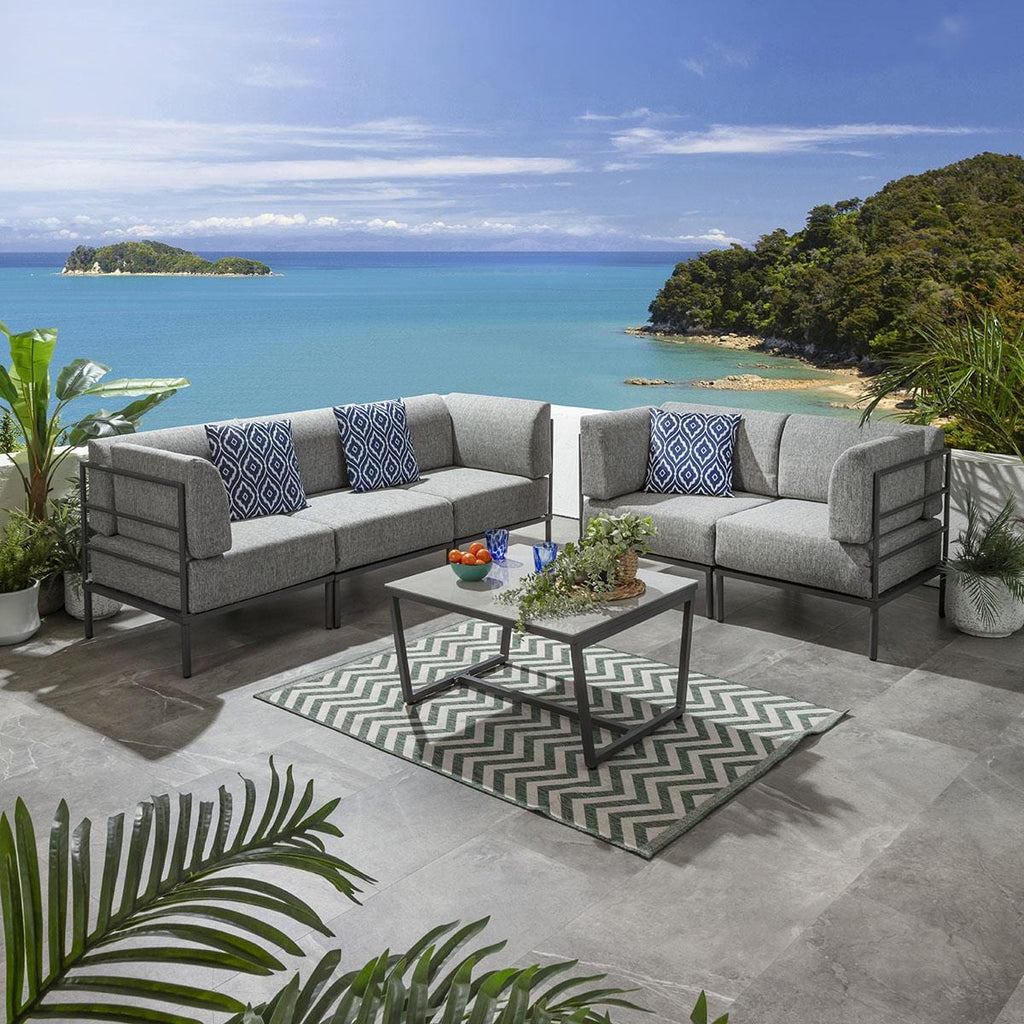 Ensemble de canapés de jardin modulaires Alfie Gris fumé 144 cm et 216 cm S2+S4