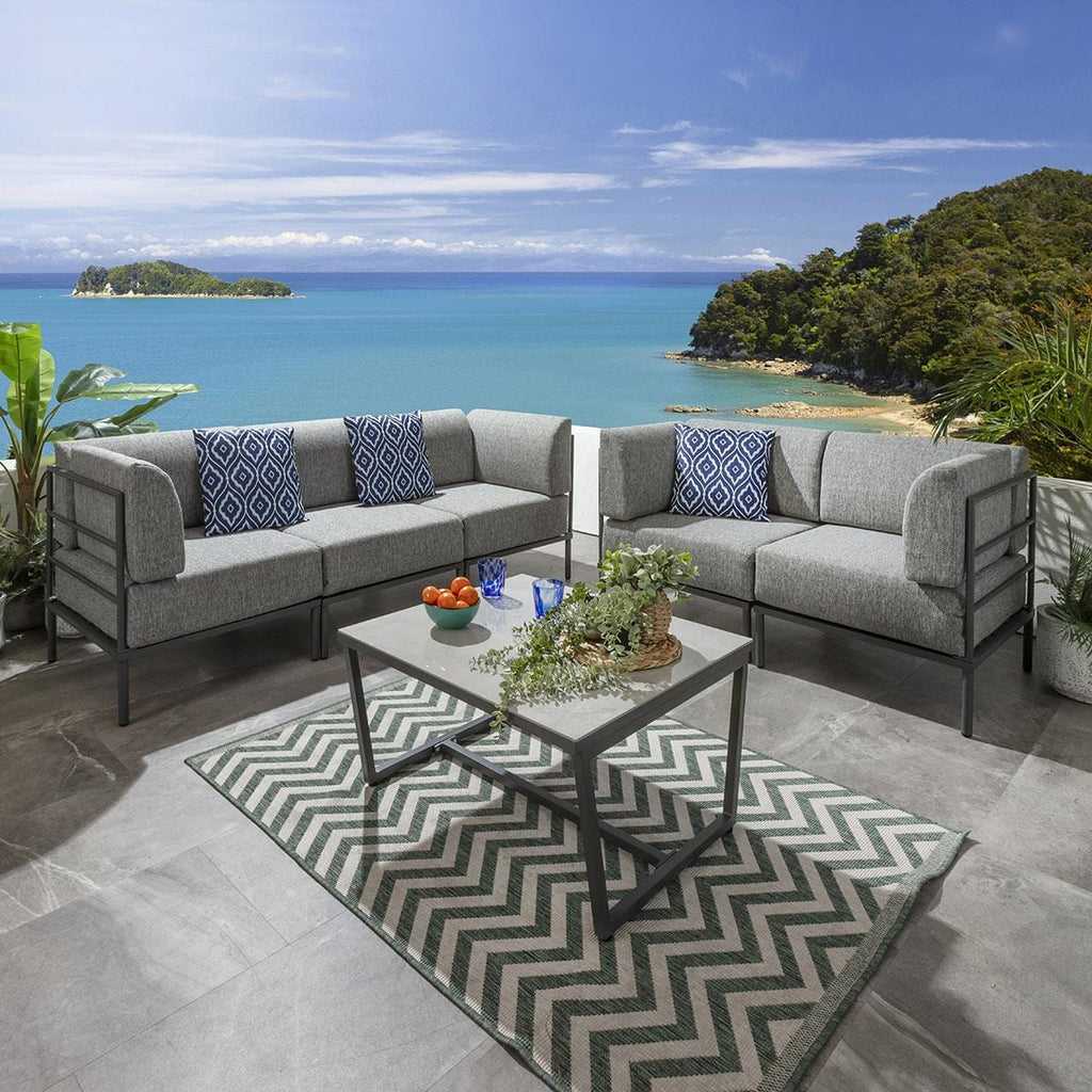 Ensemble de canapés de jardin modulaires Alfie Gris fumé 144 cm et 216 cm S2+S4