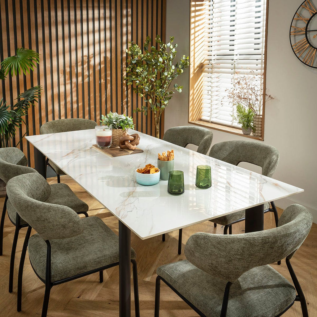 Ensemble de salle à manger extensible 6 places Oscar &amp; Cain en céramique verte et blanche