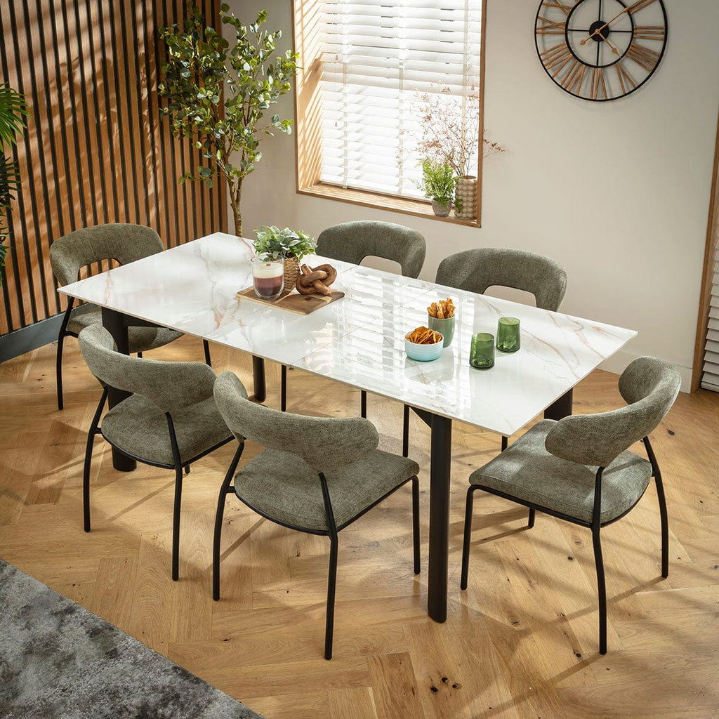 Ensemble de salle à manger extensible 6 places Oscar &amp; Cain en céramique verte et blanche